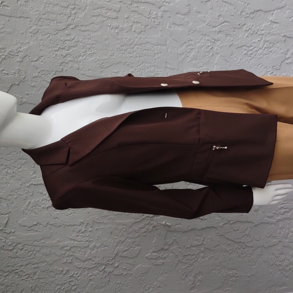 HELENE BLAKE LADIES VINTAGE CHOCOLATE GOLD ACCENTED (3) BUTTON JACKET (UNLINED) - Picture 3 of 16